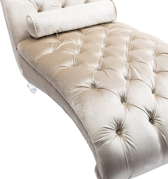 HomSof Modern Armless Velvet Chaise Lounge Indoor Chair - Image 8