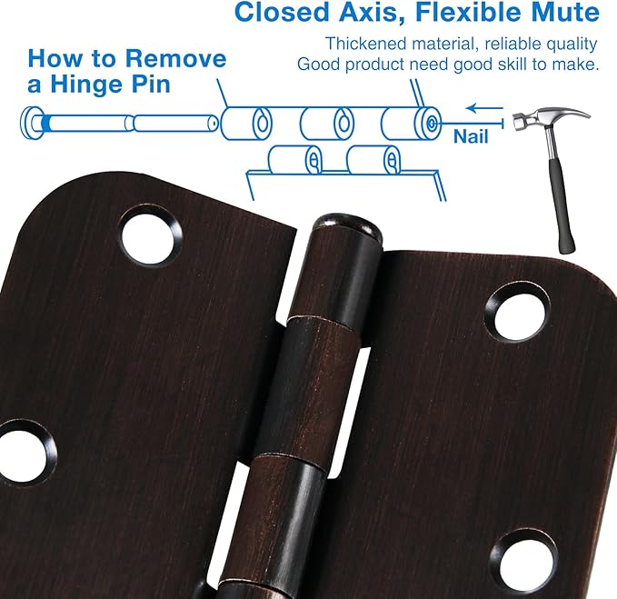 18 Pack Oil Rubbed Bronze Door Hinges 3.5" x 3 1/2 Inch Black Brushed Interior - Image 4