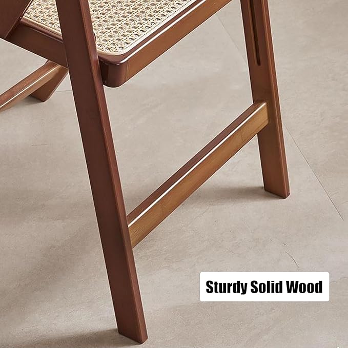 KISKIS Wooden Rattan Folding Chairs Portable Save Space Kitchen Dining Chair - Image 8