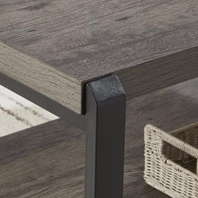 EXCEFUR Coffee Table with Storage Shelf, Rustic Wood and Metal Cocktail Table - Image 5