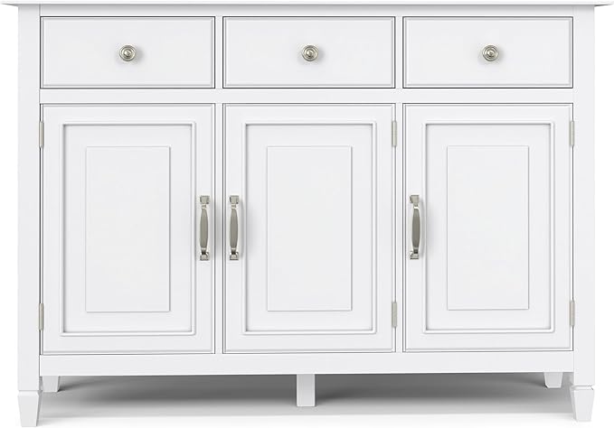 SIMPLIHOME Connaught 51-inch Wide Solid Wood Storage Cabinet in White - Image 6