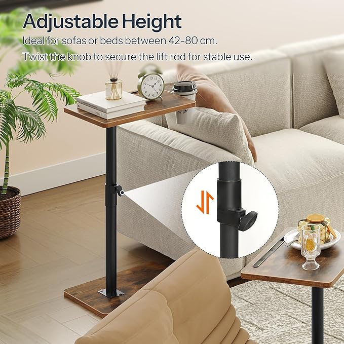 HOOBRO TV Tray Table, 360° Swivel Side Table Sofa Armrest Tray - Image 2