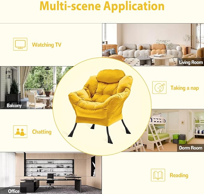 Lazy Chair Thick Padded, Comfy Velvet Accent Lounge Chair - Image 7