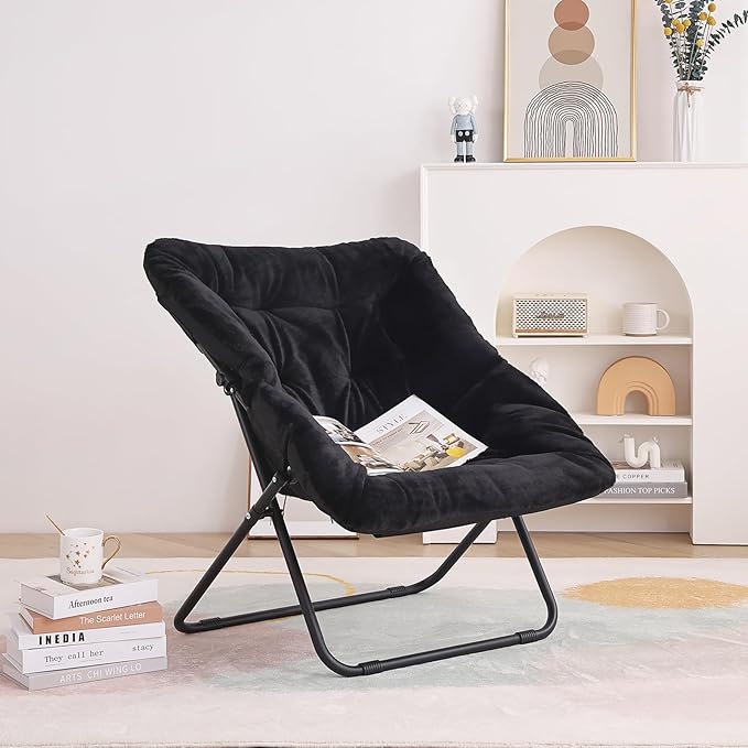 Tiita Comfy Folded Chair, Soft Faux Fur Oversized Folding Accent Chair - Image 6