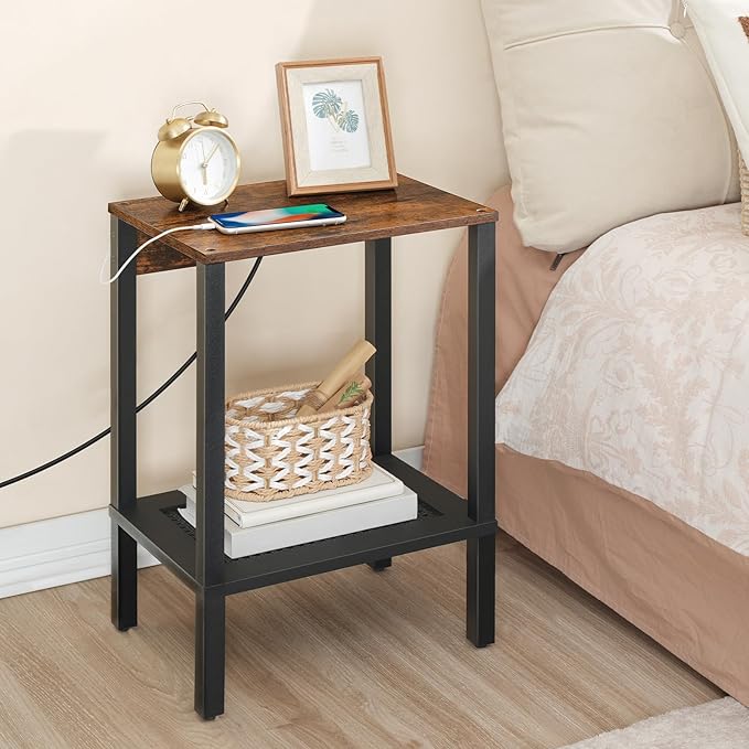 HOOBRO Side Table with Charging Station, End Table with USB Ports and Outlet - Image 6