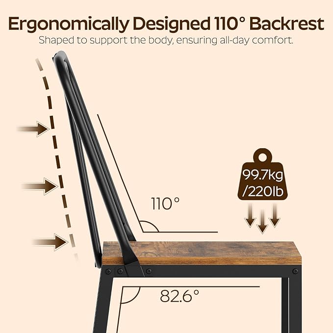 Dining Chairs Set of 6, Wooden Kitchen Chairs, Farmhouse Dining Chairs - Image 5
