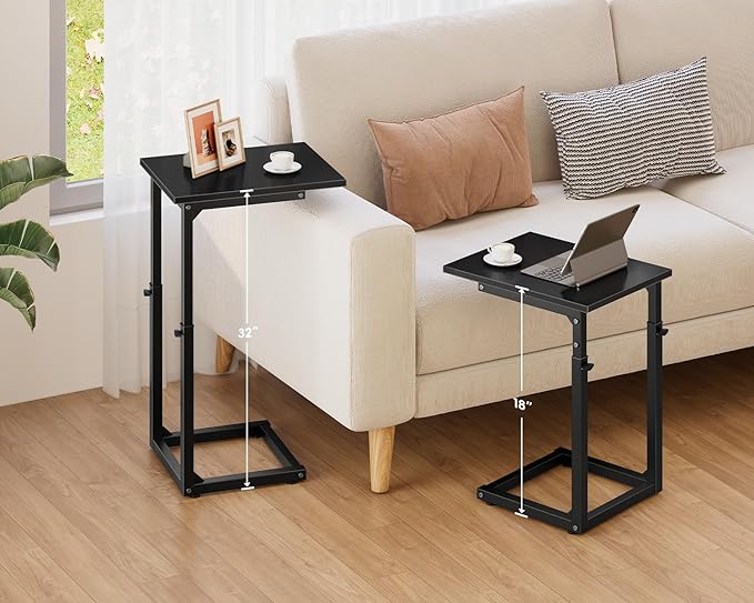 Vagusicc C Shaped End Table, Sofa Table That Slide Under, C Table End Table TV - Image 2