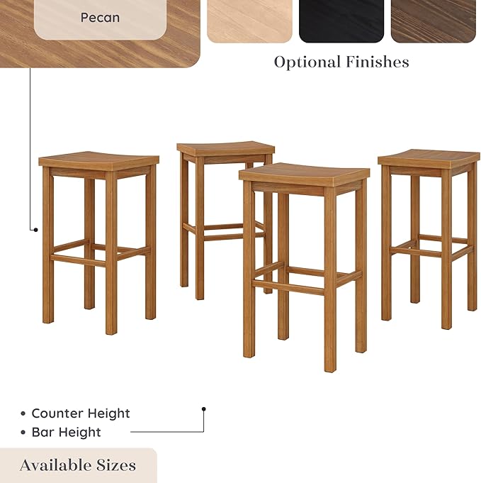 Grain & Grove Smith Collection Set of 4 Solid Wood Bar Stools, 30 inch - Image 6