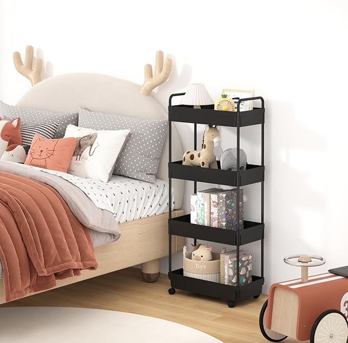 3-Tier Storage Cart，Shelf Organizer Mobile Shelving ，Utility Rolling - Image 4