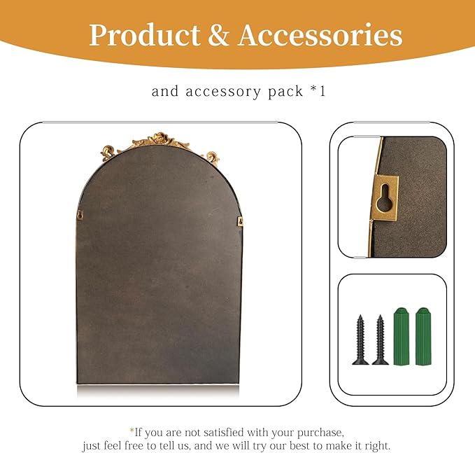 Arendahl Traditional Vintage Arch Mirror, Bedroom Vanity, Over Mantel Fireplace - Image 5