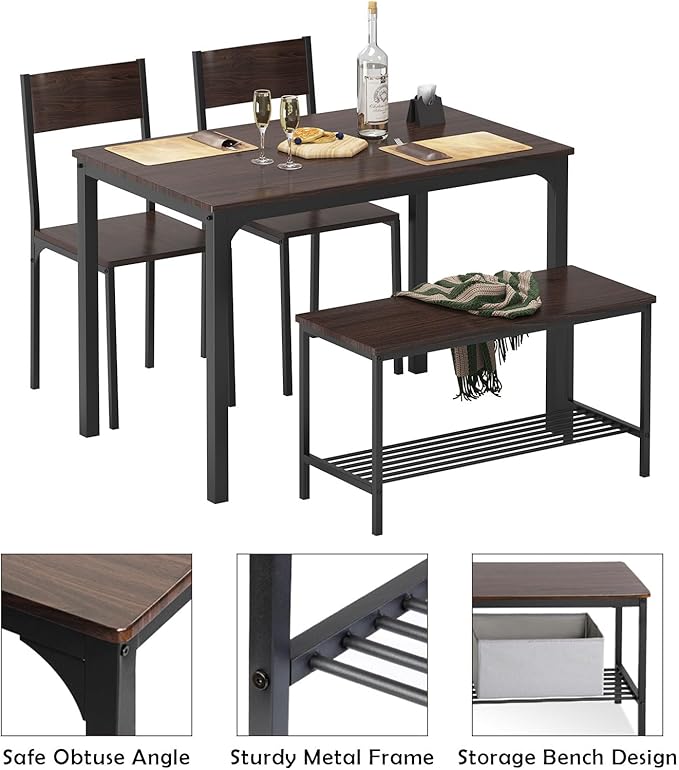 soges Dining Table Set for 4, 43.3 inch Kitchen Table Set - Image 7