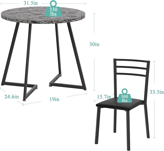 VECELO Small Round Dining Table Set - Image 7