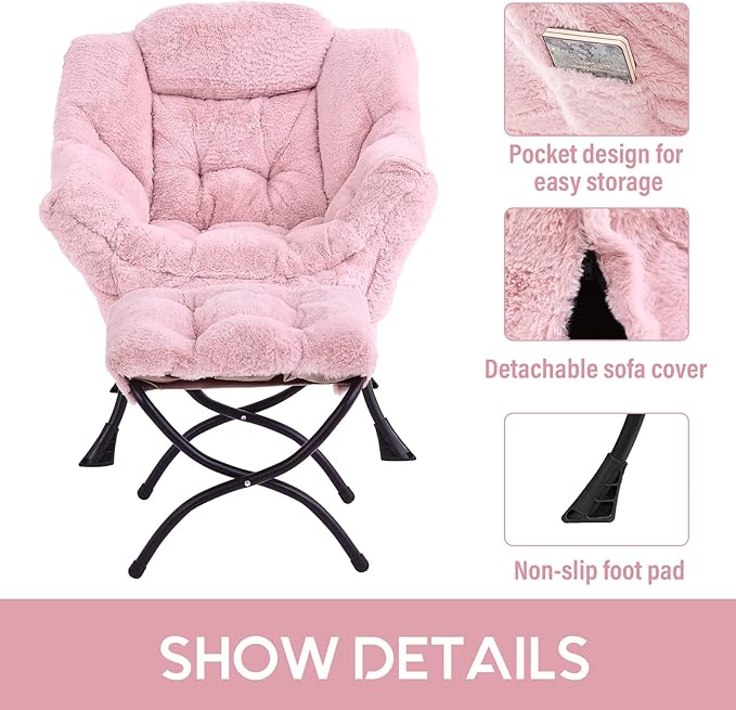 LITA Lazy Chair with Ottoman, Modern Accent Leisure Upholstered Sofa, - Image 6