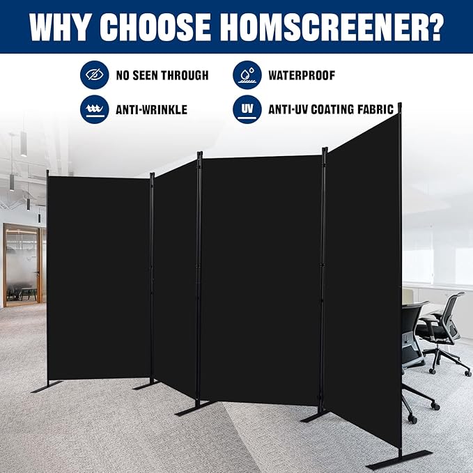 Room Divider 6FT Portable Room Dividers and Folding Privacy Screens, 4 Panel - Image 2