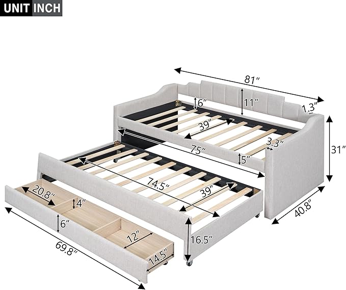 Twin Size Upholstered Daybed - Image 2