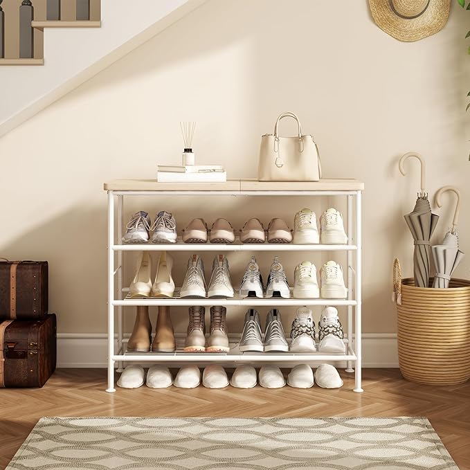 Shoe Rack Organizer 4 Tier for Closet Entryway Free Standing Metal Storage Shoe - Image 4