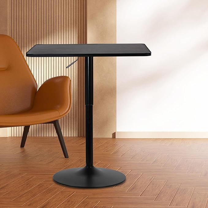 Athena Collection Modern Bar Table Square Top Height Adjustable, Tall Bistro - Image 2
