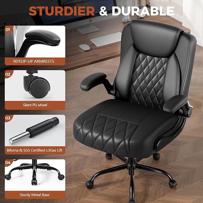 COMHOMA Leather Office Chair Ergonomic Computer Gaming Chair - Image 6