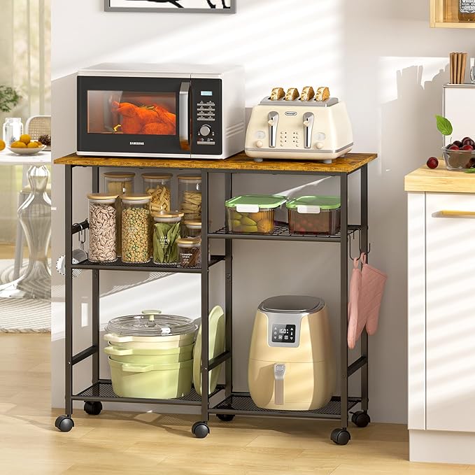 Kitchen Microwave Cart, Microwave Stand by ThreeHio