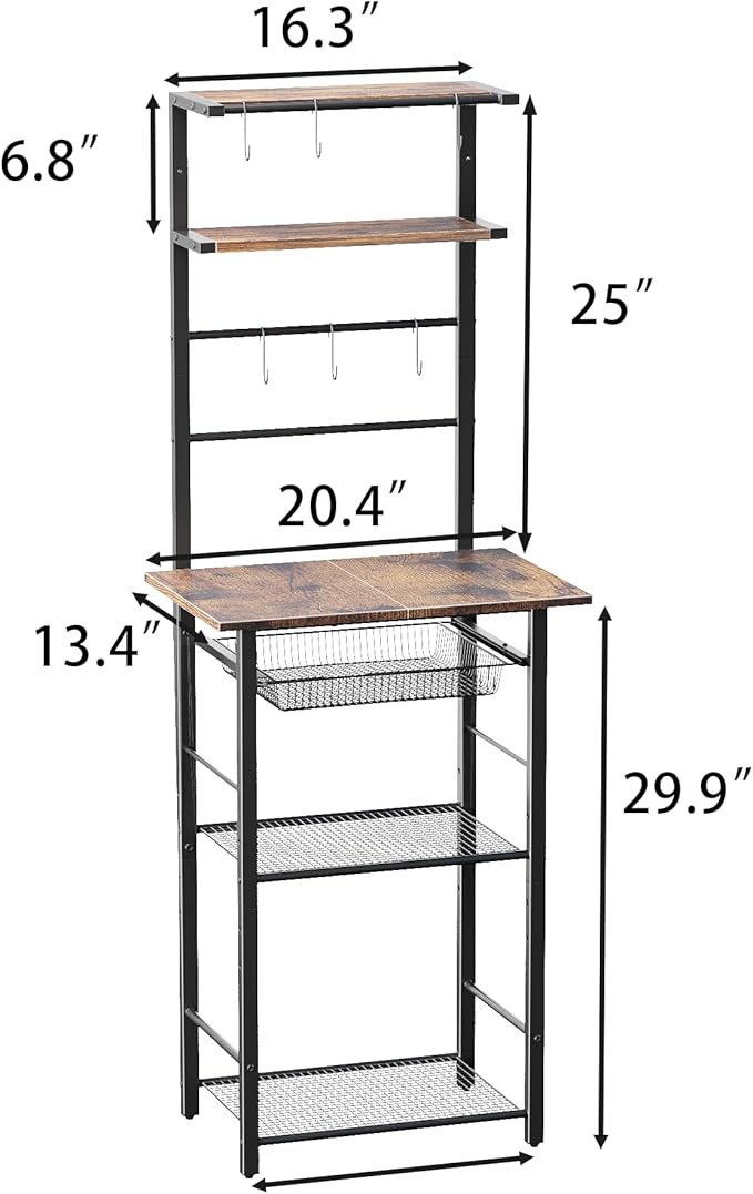 Kitchen Bakers Rack, 6-Tier Microwave Stand - Image 6