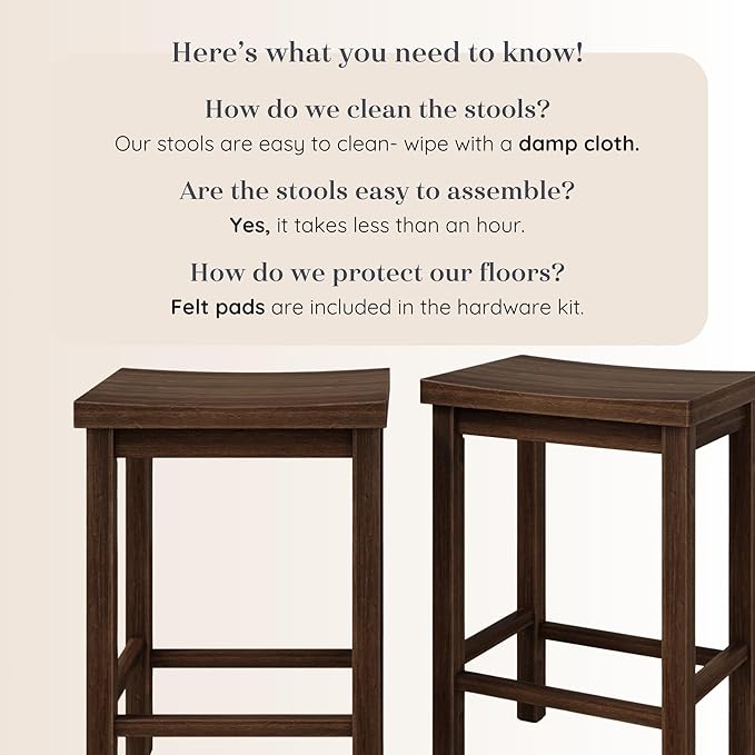 Grain & Grove Smith Collection Set of 2 Solid Wood Counter Height Bar Stools - Image 5