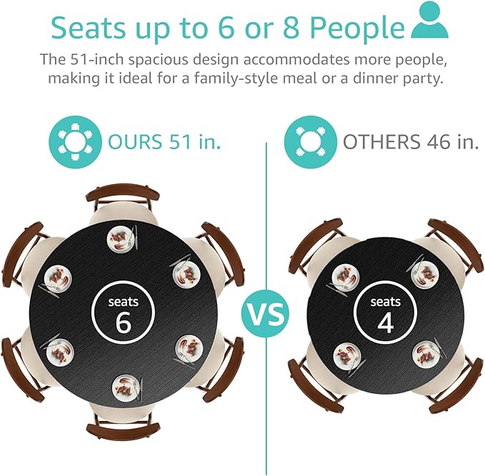 Black Round Dining Table for 6 - Image 4