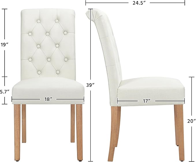 Yaheetech Dining Chairs Set of 4 Fabric Upholstered Dining Room Chairs - Image 3