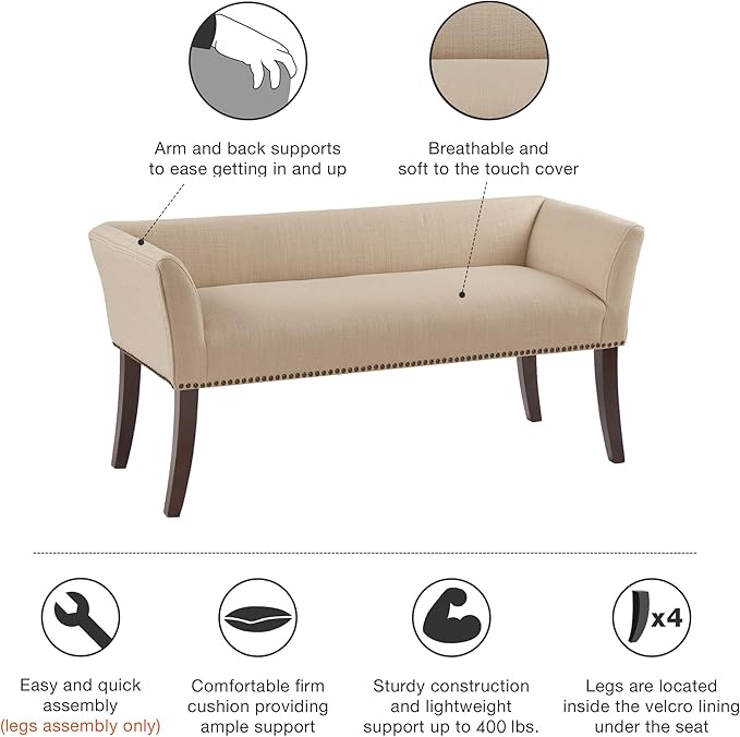 Madison Park Accent Bench, Upholstered - Image 6