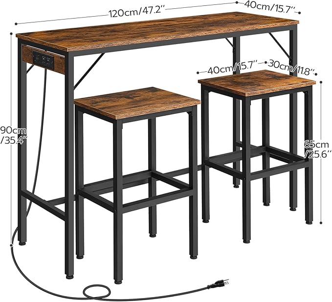 HOOBRO Bar Table and Chairs Set, 47.2" Dining Table Set - Image 4