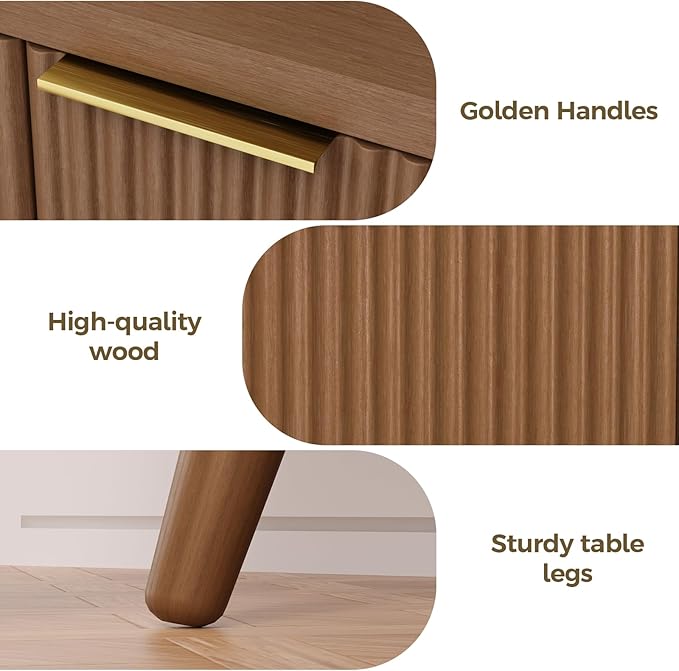 Fluted Buffet Cabinet – Modern Wood Sideboard - Image 4