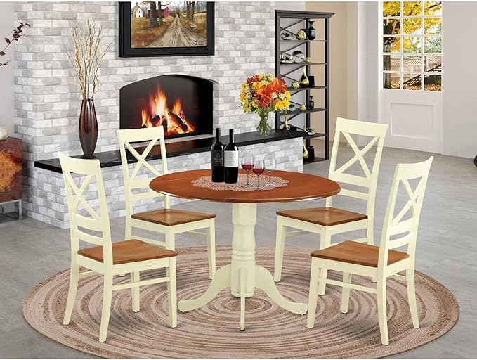 East West Furniture DLQU5-BMK-W 5 Piece Dining Table Set - Image 7