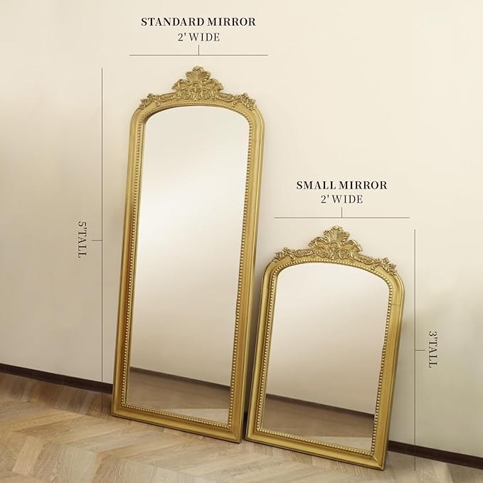 Distressed Vintage Gold Wall Mirror - Image 7