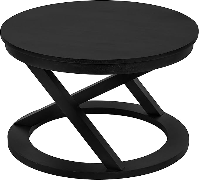 Kate and Laurel Aja Modern Round Wood Coffee Table; 26 Inch Diameter; Black; by KateandLaurel