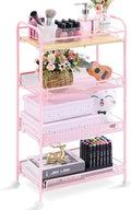 KINGRACK 4-Tier Metal Rolling Utility Cart, Easy Assembly, Waterproof, by KINGRACK