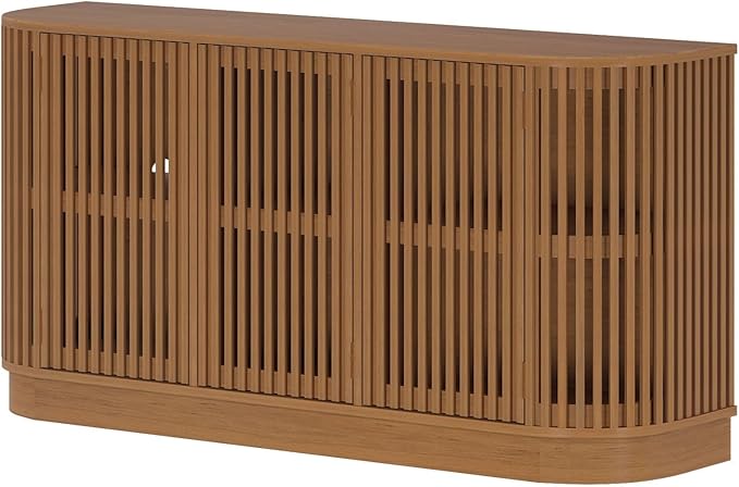 Plank+Beam Contour Wood TV Stand, Three Door Solid Wood Entertainment Console - Image 10