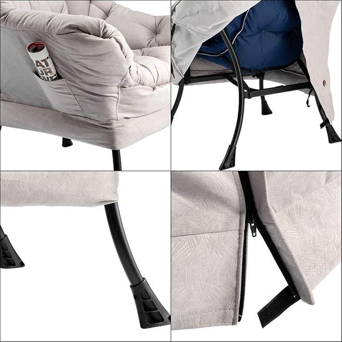 HollyHOME Modern Large Cotton Fabric Lazy Chair，Accent Contemporary Lounge Chair - Image 7