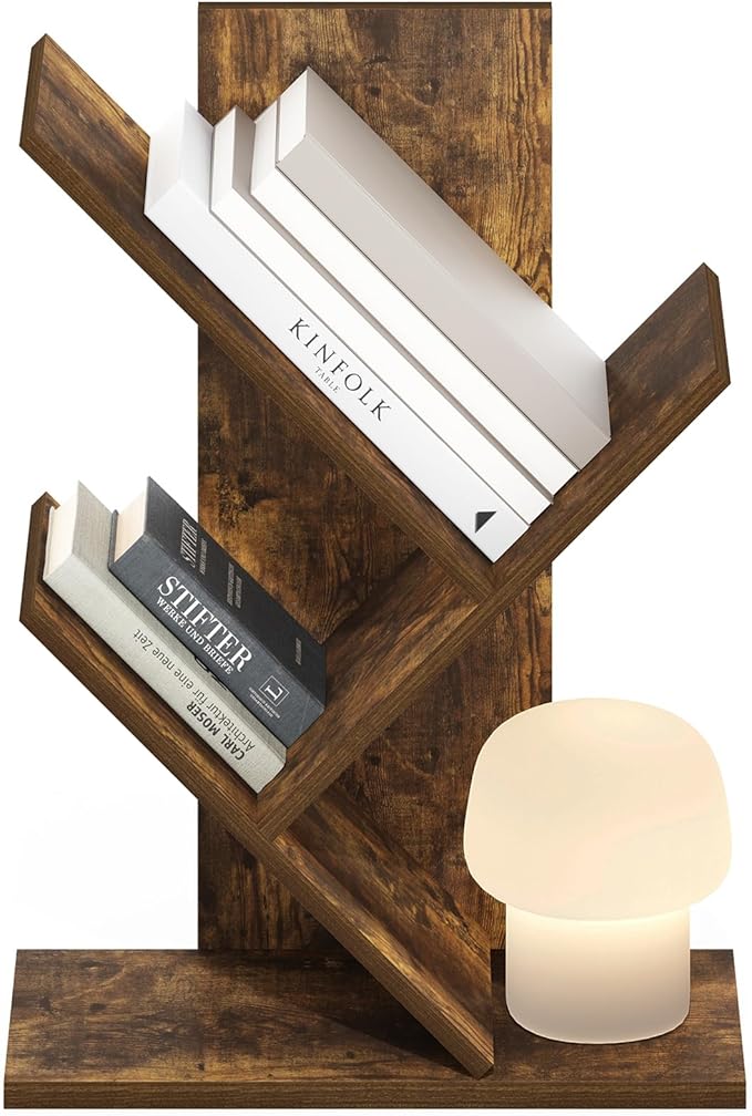 Furinno Tree Bookshelf 3-Tier Floor Standing Tree Bookcase, Amber Pine - Image 5