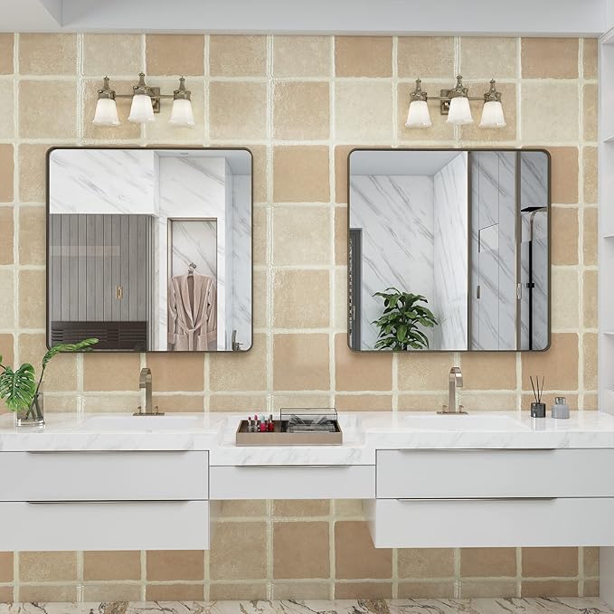 36x36 Square Bathroom Framed Mirror - Image 7