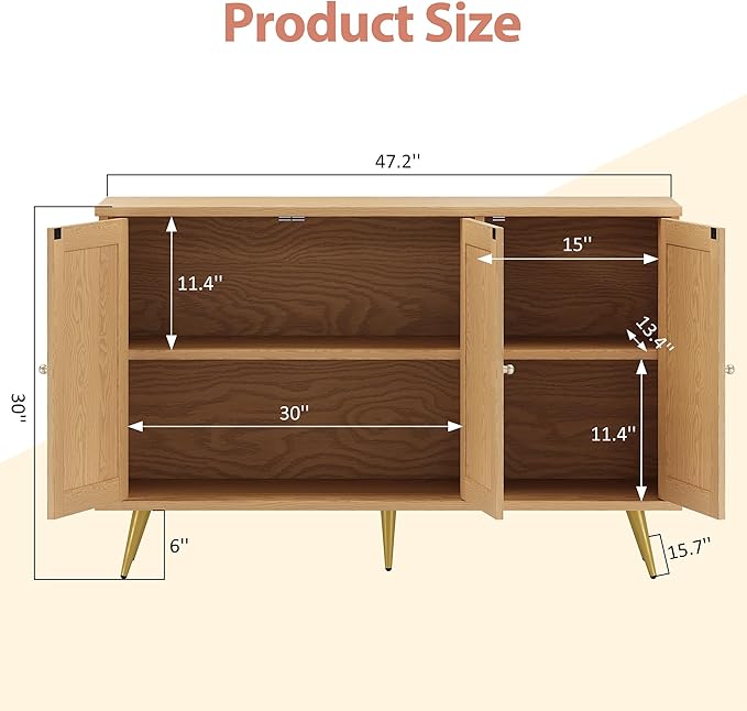 Shintenchi Large Rattan Storage Cabinet, Modern Sideboard Cabinet, Accent Large - Image 2