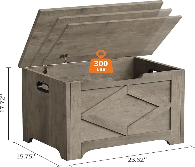 GarveeHome 23.6" Storage Chest, Wooden Storage Bench - Image 3