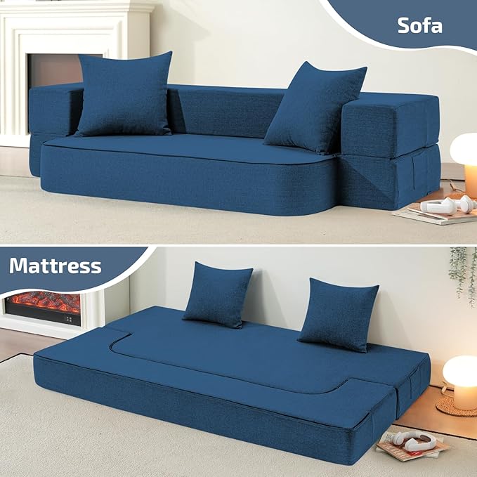 2-in-1 Folding Sofa Bed with Pillows - Image 5