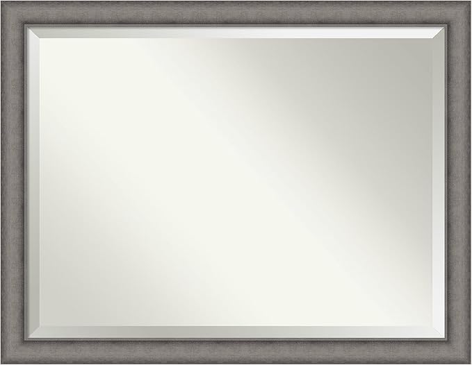Amanti Art Grey Wall Mirror 35x45 Burnished Concrete Rectangle Bathroom Mirror by AmantiArt
