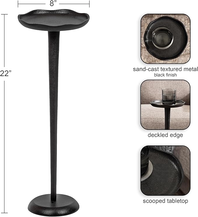 Kate and Laurel Alessia Modern Decorative Metal Drink Table; 8 x 8 x 22; Black; - Image 3