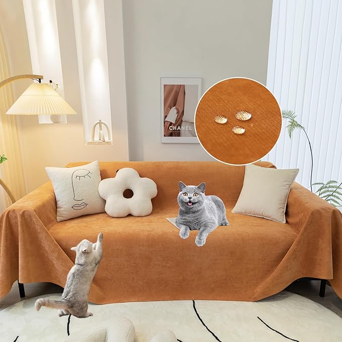 STACYPIK Waterproof Orange Couch Cover by STACYPIK
