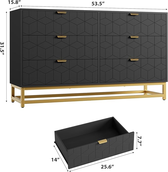 Dresser for Bedroom, 53.5" Large Dresser Organizer, 6 Drawer - Image 2