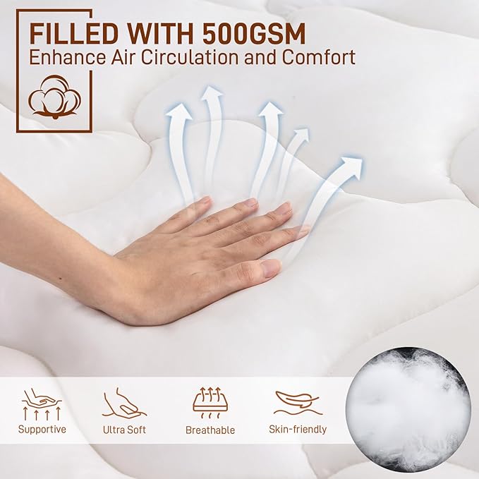 4 Inch Pillow Top Memory Foam Mattress Topper King, Dual Layer 2 Inch Gel - Image 5