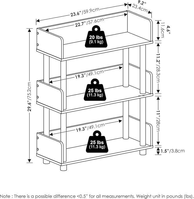 Furinno Turn-N-Tube 3-Tier Multipurposes Display Rack, Open Shelf Rack/Storage - Image 3