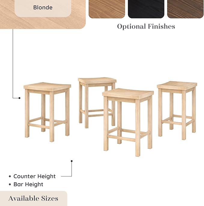 Grain & Grove Smith Collection Set of 4 Solid Wood Counter Height Bar Stools - Image 7