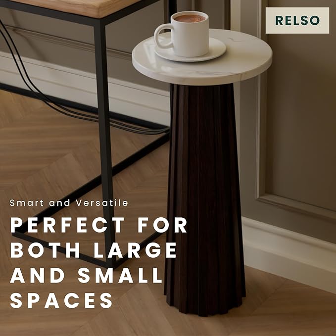 Ma'gro Drink Table – Solid Mango Wood Fluted Base - Image 4
