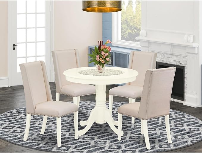 East West Furniture ANFL5-LWH-01 5 Piece Kitchen Table & Chairs Set Includes a - Image 6